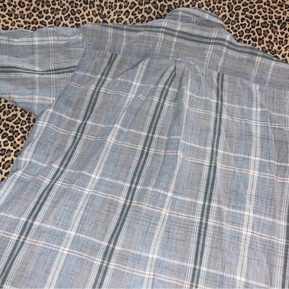 Vintage 90s Shirt World Island Plaid Muted Chest Pocket Short Sleeved Collared - Picture 4 of 6